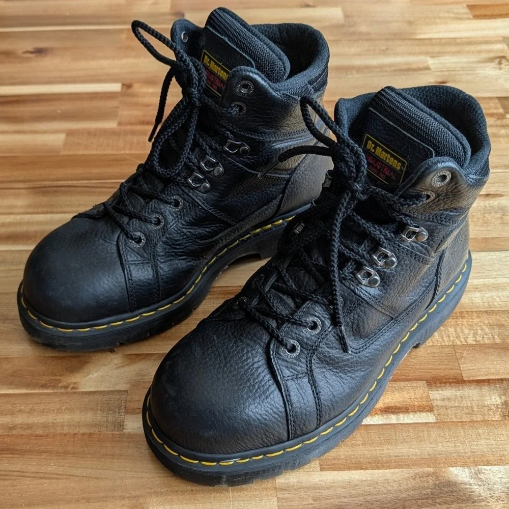 Dr. Martens Industrial Steel Toe Black Leather Work Boots Men's 10